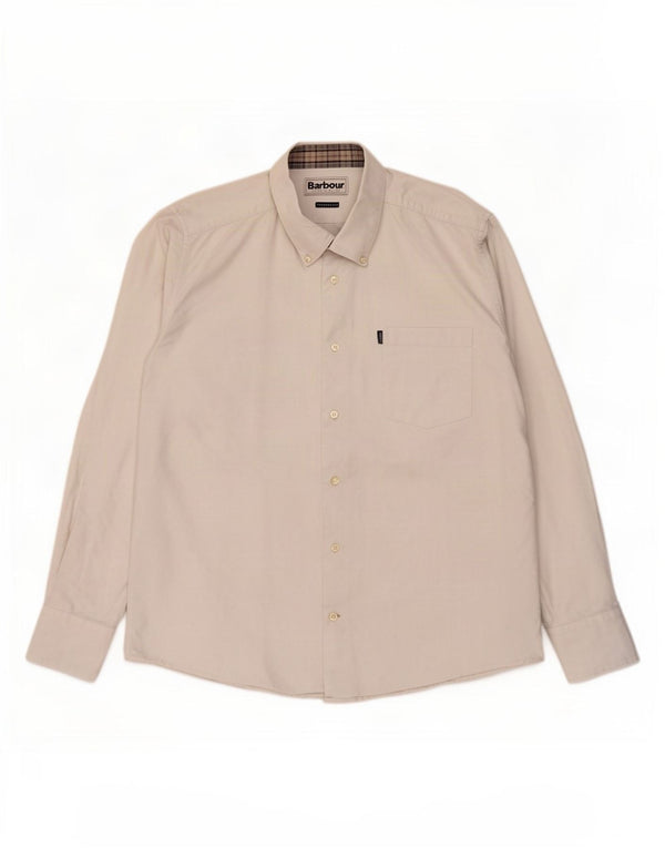 Camisa masculina Barbour sob medida de algodão branco grande