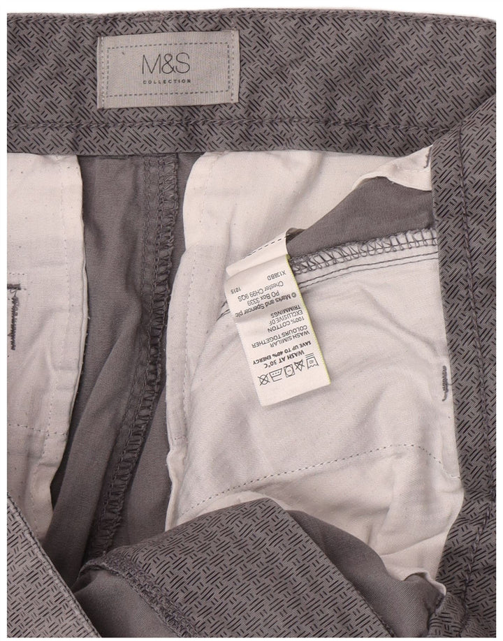 Shorts cargo masculino Marks & Spencer W34 grande algodão geométrico cinza
