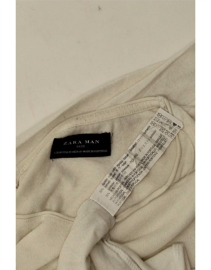 Zara Top masculino manga longa médio algodão branco
