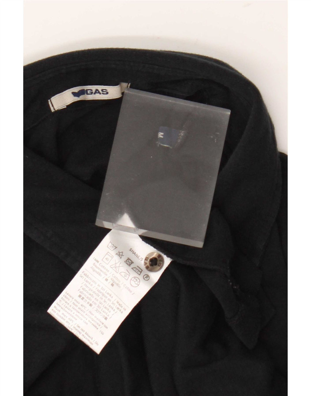 Camisa polo feminina Gas UK 12 algodão preto médio