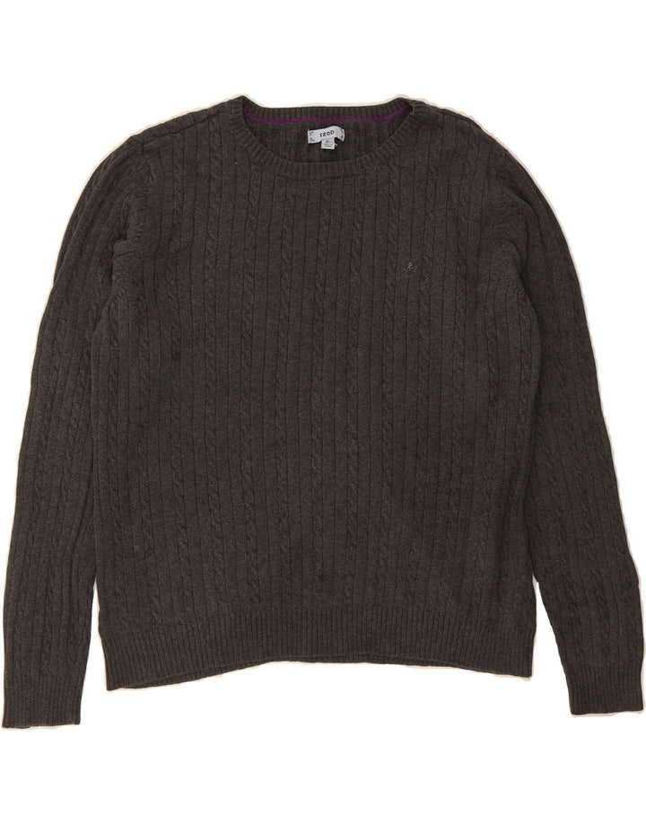 IZOD Womens Crew Neck Jumper Sweater UK 18 XL Grey Cotton Vintage Izod and Second-Hand Izod from Messina Hembry 
