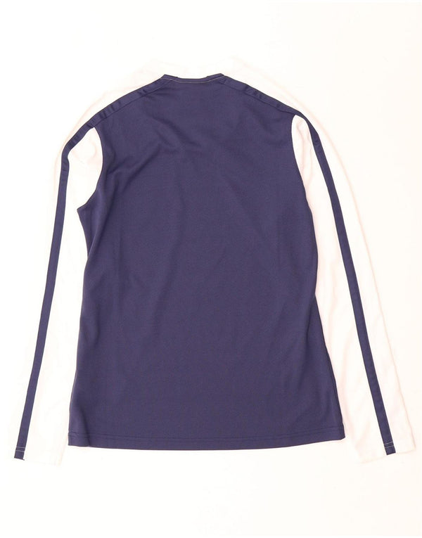 Nike Mens Dri Fit Top Manga Longa Médio Azul Marinho Colourblock Poliéster