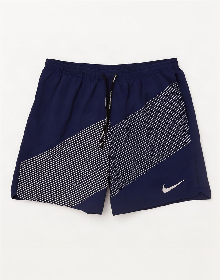 Shorts esportivos masculinos Nike Dri Fit grande poliéster listrado azul marinho