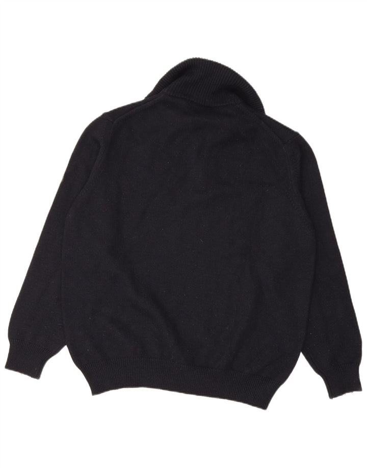 Suéter masculino NAVIGARE com gola e zíper, lã Merino azul marinho médio