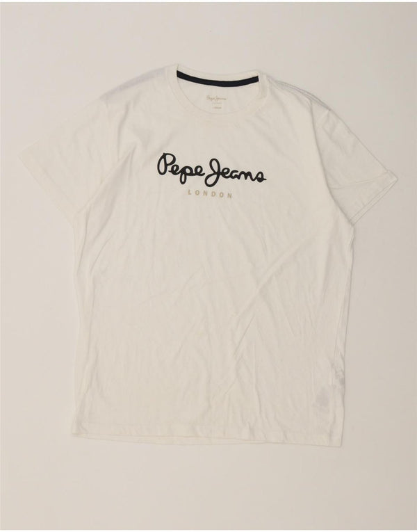 Camiseta masculina PEPE Jeans de ajuste regular com estampa gráfica grande de algodão branco