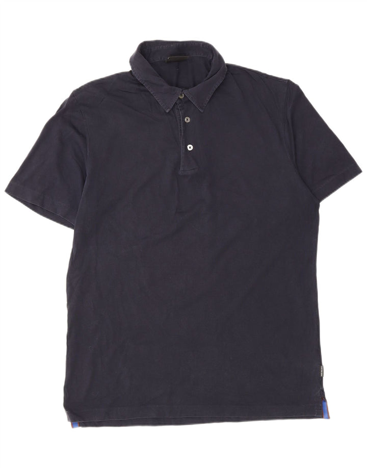 Camisa polo masculina PAUL SMITH grande algodão azul marinho
