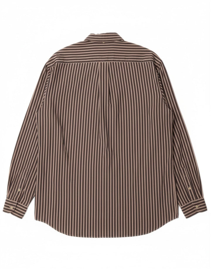Camisa masculina GOOSE & GANDER IT 52 grande algodão listrado cinza