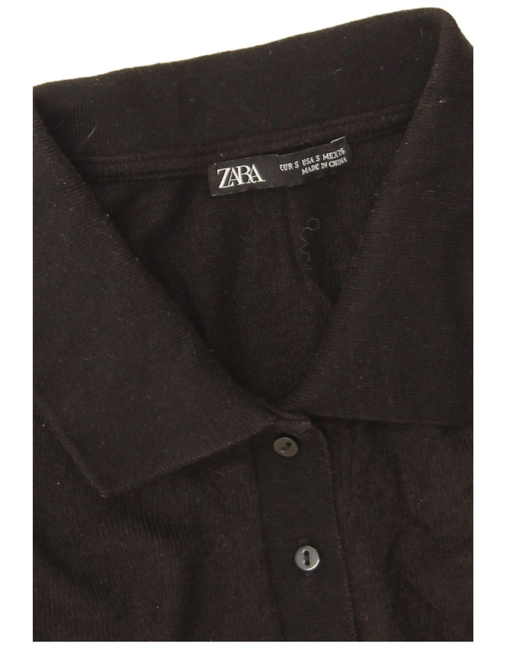 Camisa polo feminina Zara UK 10 pequena viscose preta