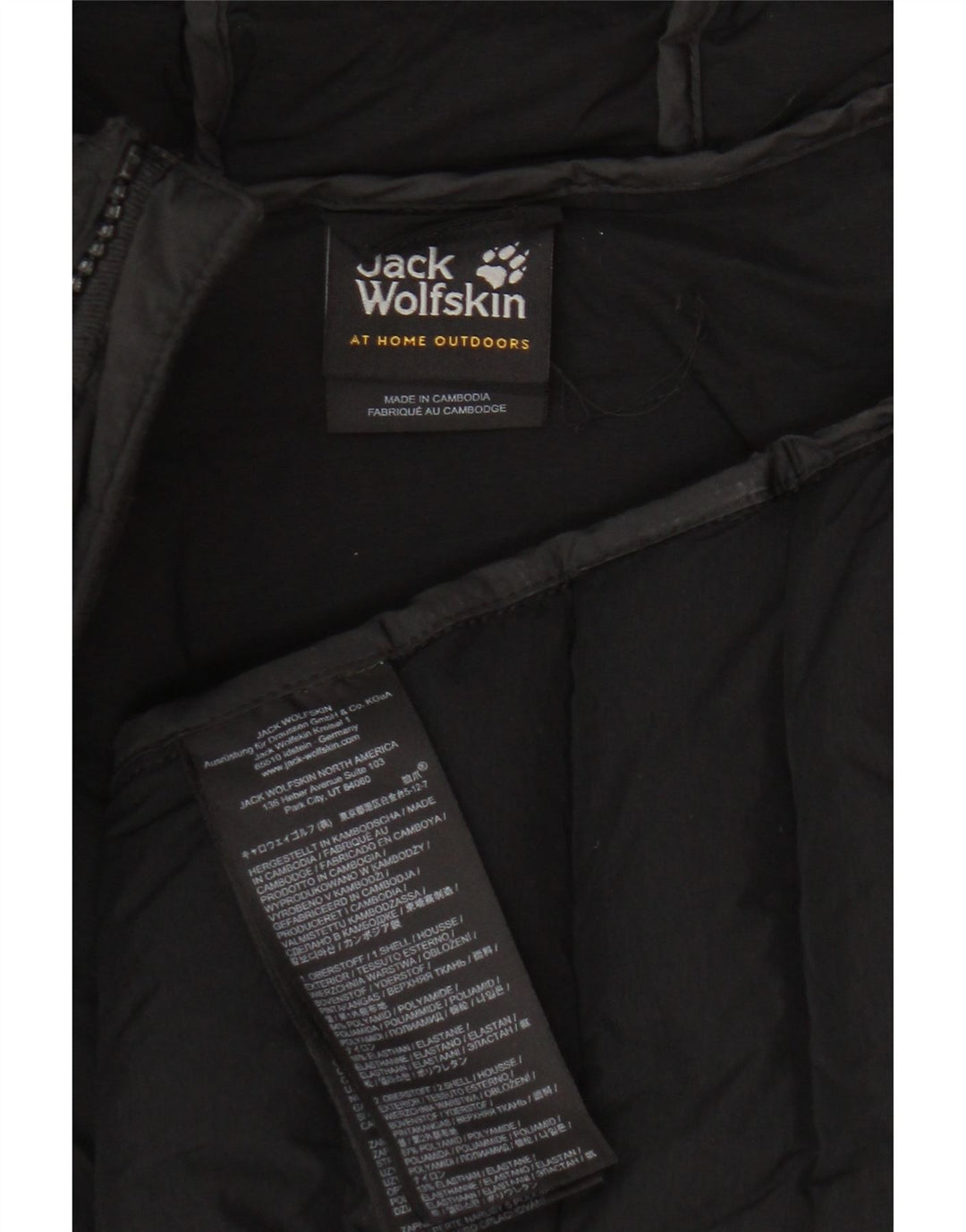 Jaqueta acolchoada com capuz feminina Jack Wolfskin UK 18 XL preta poliamida