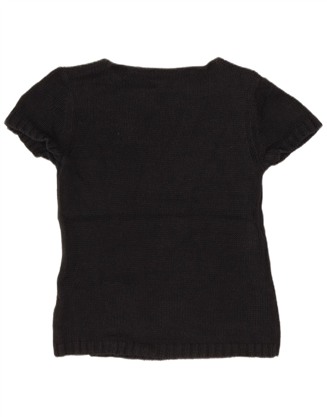 Suéter feminino Eddie Bauer com gola canoa curto Reino Unido 12 médio preto
