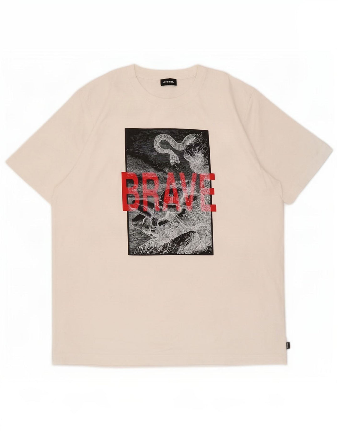 Diesel Camiseta masculina gráfica Top grande de algodão branco