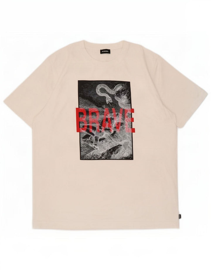 Diesel Camiseta masculina gráfica Top grande de algodão branco