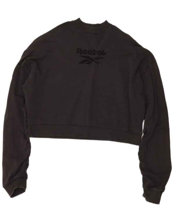 Reebok feminino gráfico oversized moletom jumper UK 18 XL algodão preto