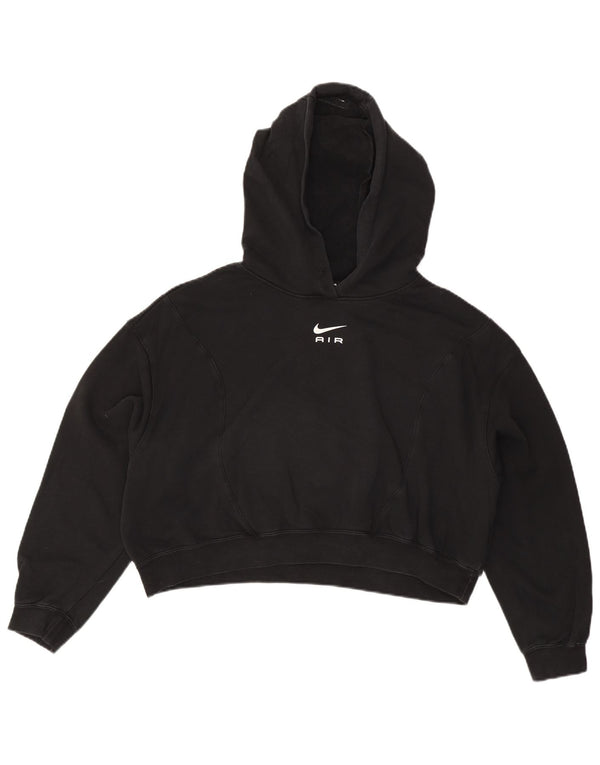Nike Womens Crop Oversized Hoodie Jumper Reino Unido 16 Grande Algodão Preto