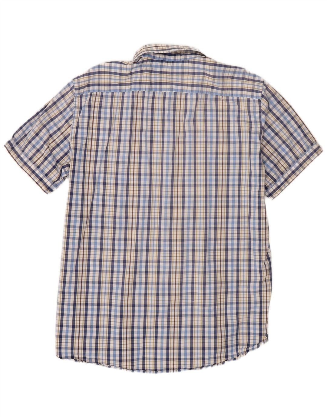 Carrera Camisa masculina de manga curta regular fit 2XL azul xadrez