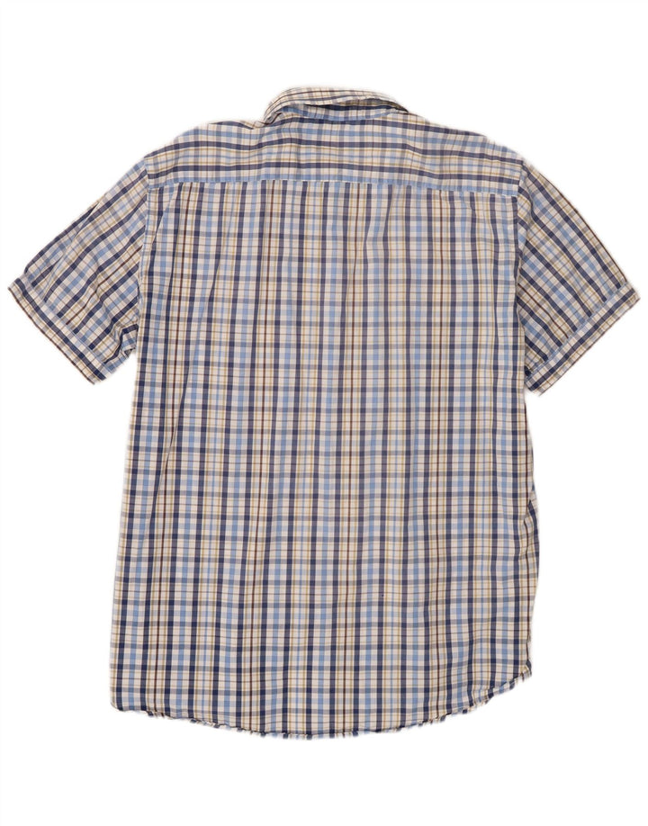 Carrera Camisa masculina de manga curta regular fit 2XL azul xadrez