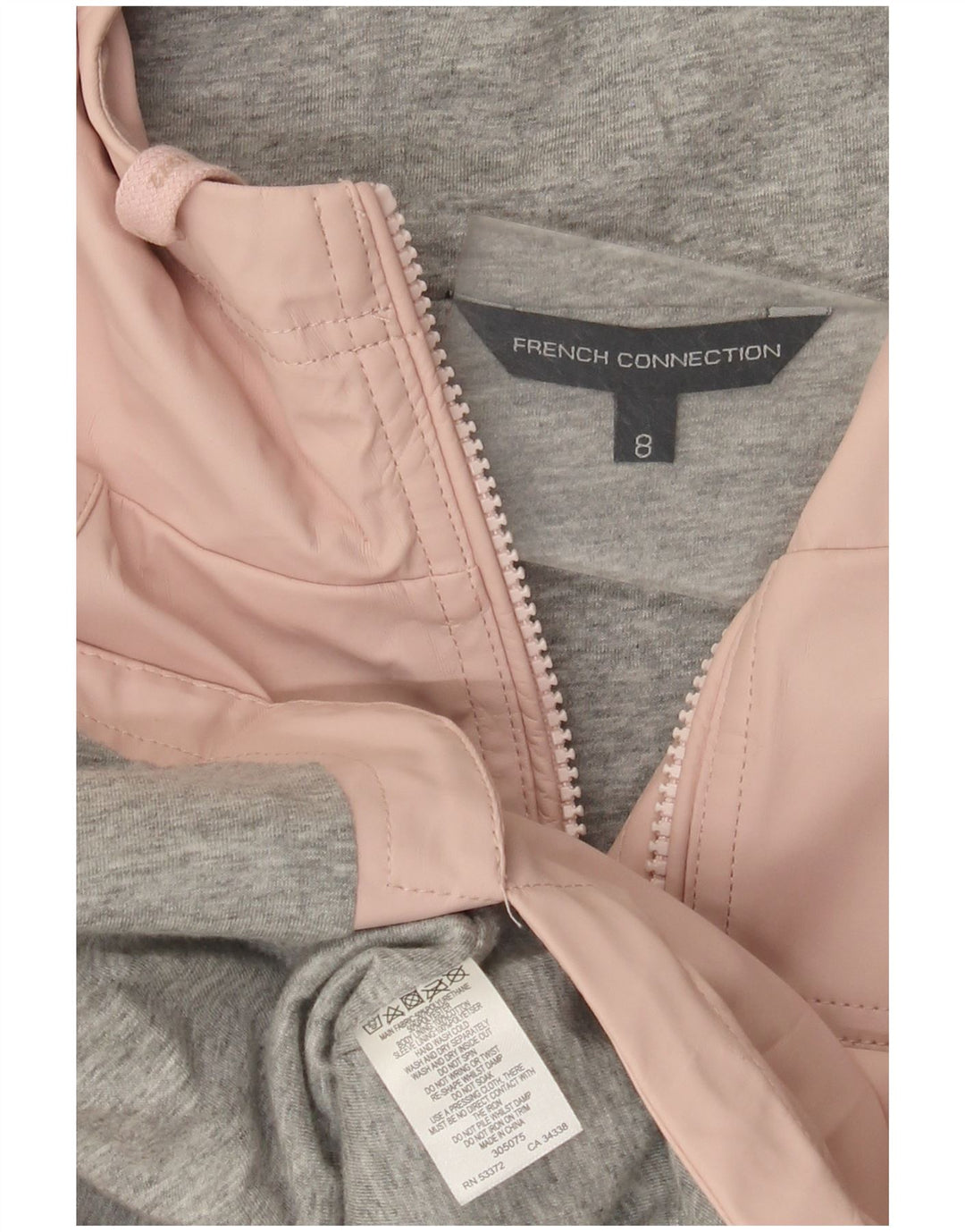 Jaqueta corta-vento feminina com capuz French Connection EUA 8 rosa médio