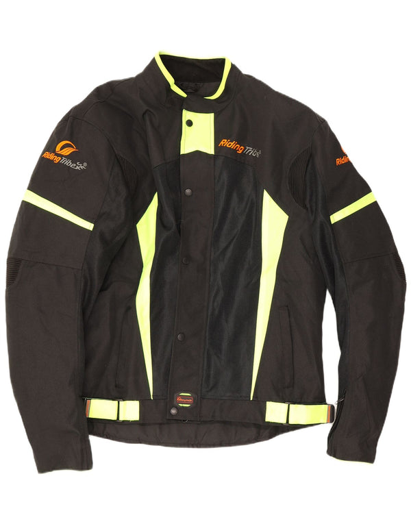 Conjunto de 2 peças vintage masculino Racer Graphic UK 48 4XL W42 L31 preto colorblock