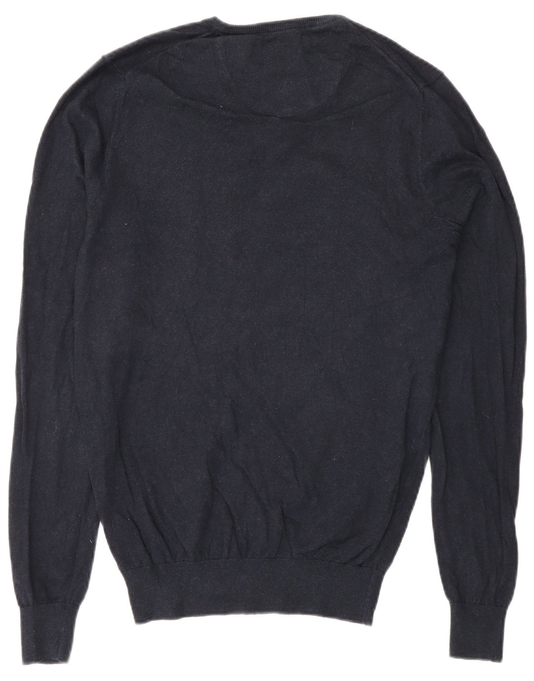 Suéter masculino Massimo Dutti com decote em V pequeno algodão azul marinho