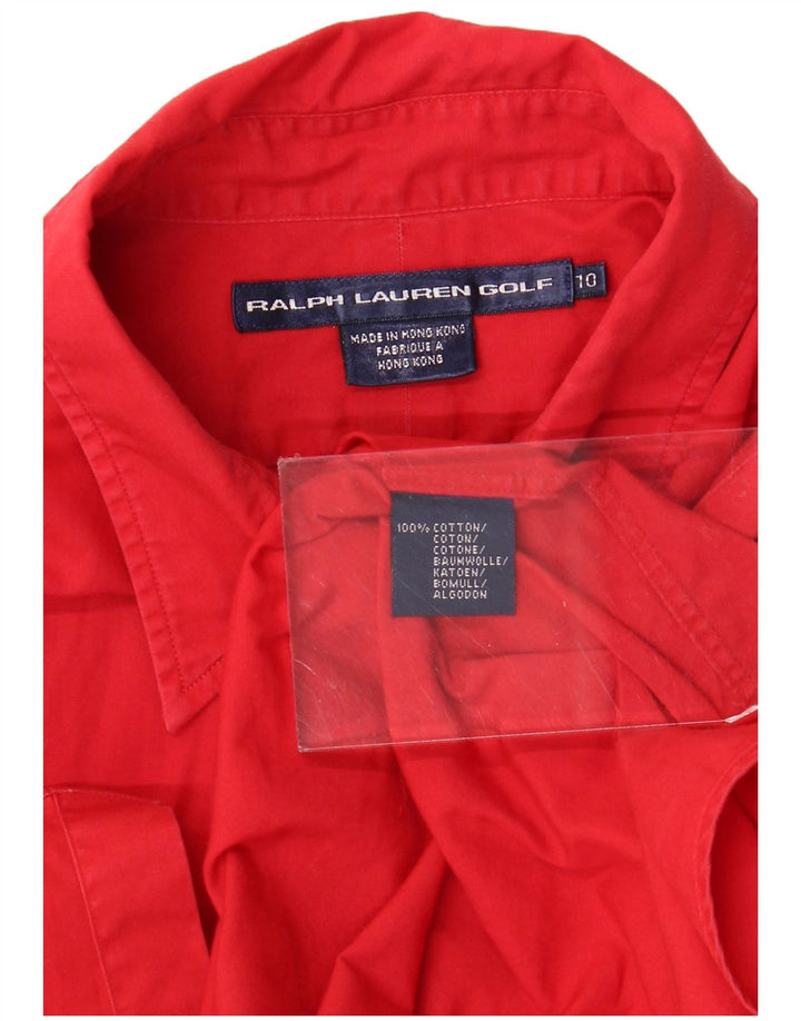 Camisa de golfe feminina RALPH LAUREN EUA 10 grande algodão vermelho