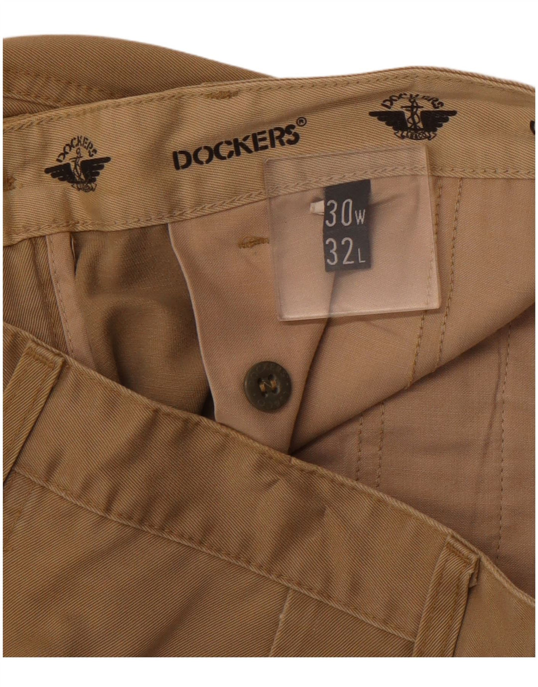 DOCKERS Calça masculina cáqui com pegged Chino W30 L32 algodão bege