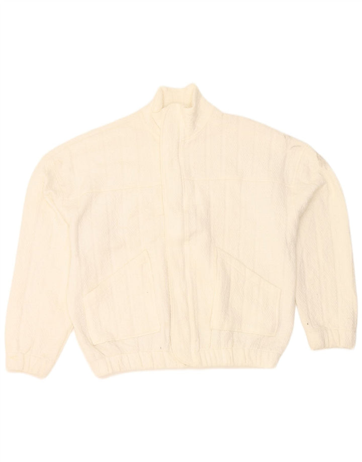 Zara Womens Oversized Bomber Jacket UK 6 XS Branco Poliéster