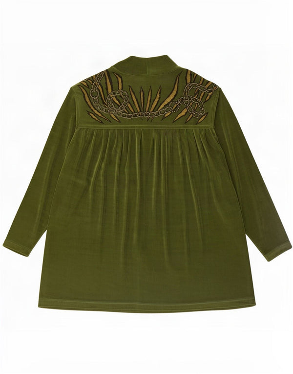 Blusa feminina com estampa abstrata grande Piccadilly Reino Unido 10 pequena verde
