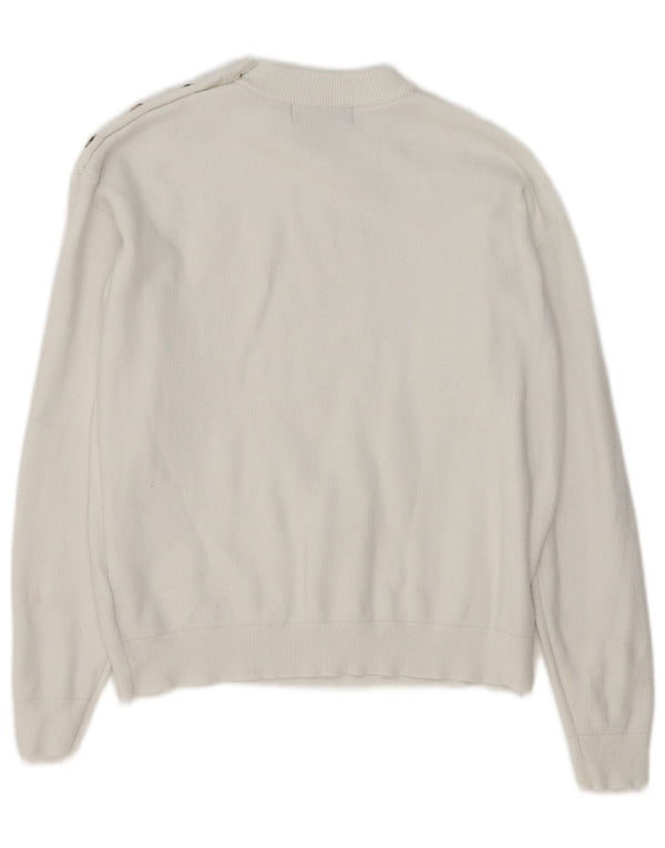 Suéter feminino Marks & Spencer com gola redonda e viscose branca pequena Reino Unido 10