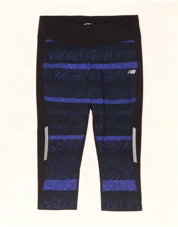 New Balance Calça Capri Feminina UK 14 Grande Poliéster Listrado Preto