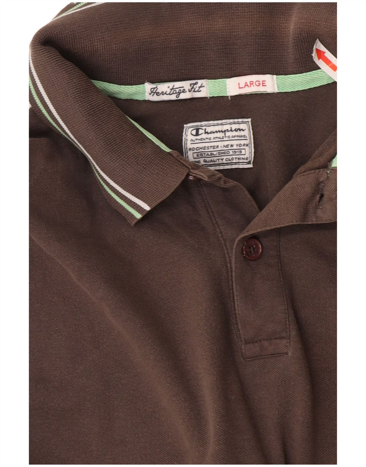Camisa polo masculina Champion Heritage Fit grande cinza