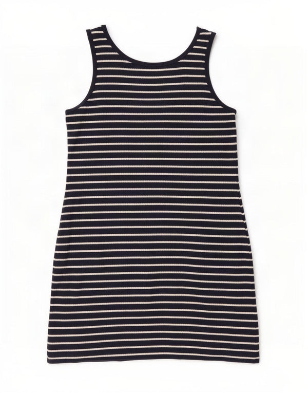 Vestido camiseta feminino sem mangas Lacoste tamanho 46 XL azul marinho listrado