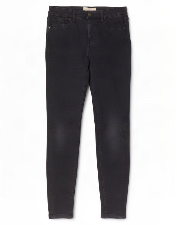Calça feminina casual skinny Fat Face UK 8 pequena W26 L28 algodão azul marinho