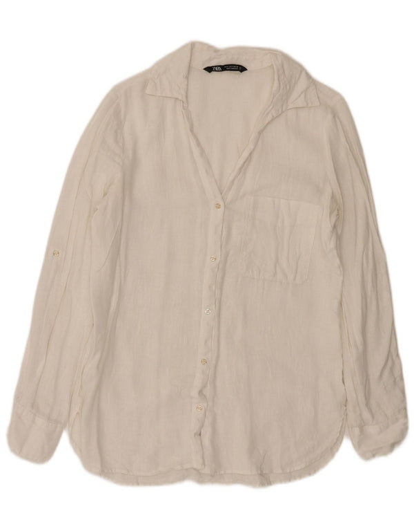 Zara Camisa Feminina UK 10 Pequena Branca
