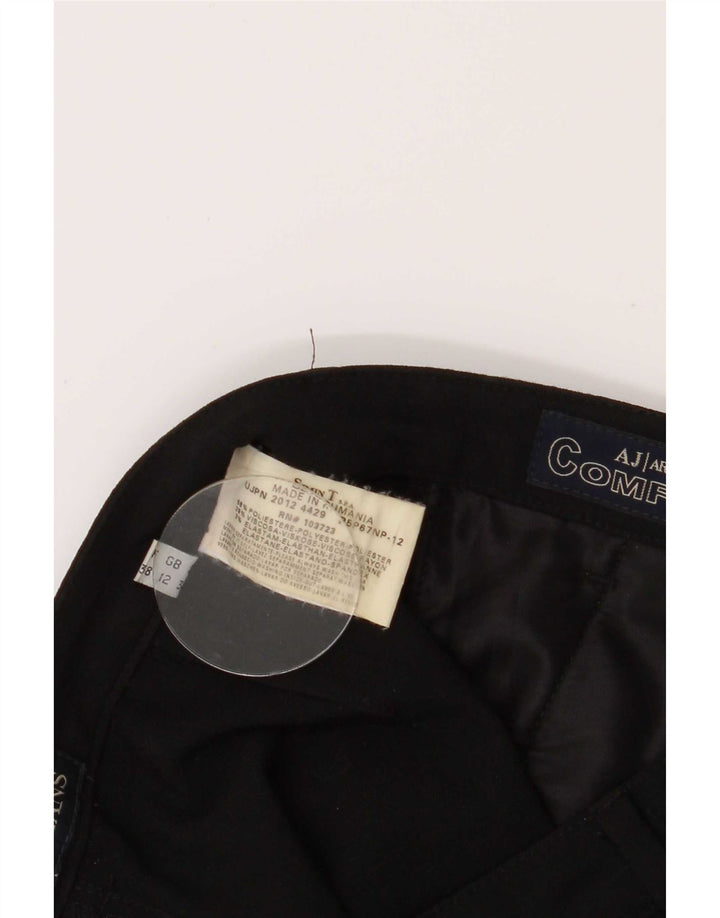 Calça feminina casual Armani Bootcut Reino Unido 12 médio W28 L30 poliéster preto