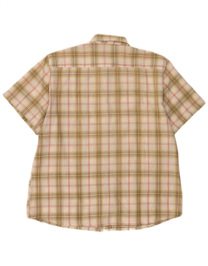 Camisa masculina vintage de manga curta 2XL xadrez bege