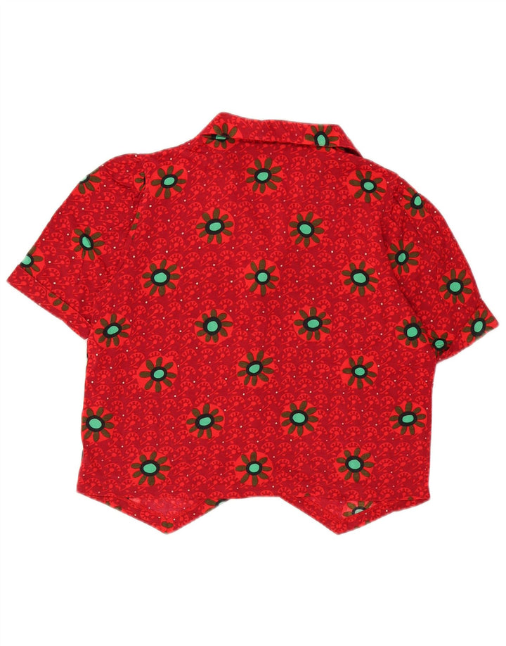 Blusa feminina de manga curta Codice UK 16 grande floral vermelho
