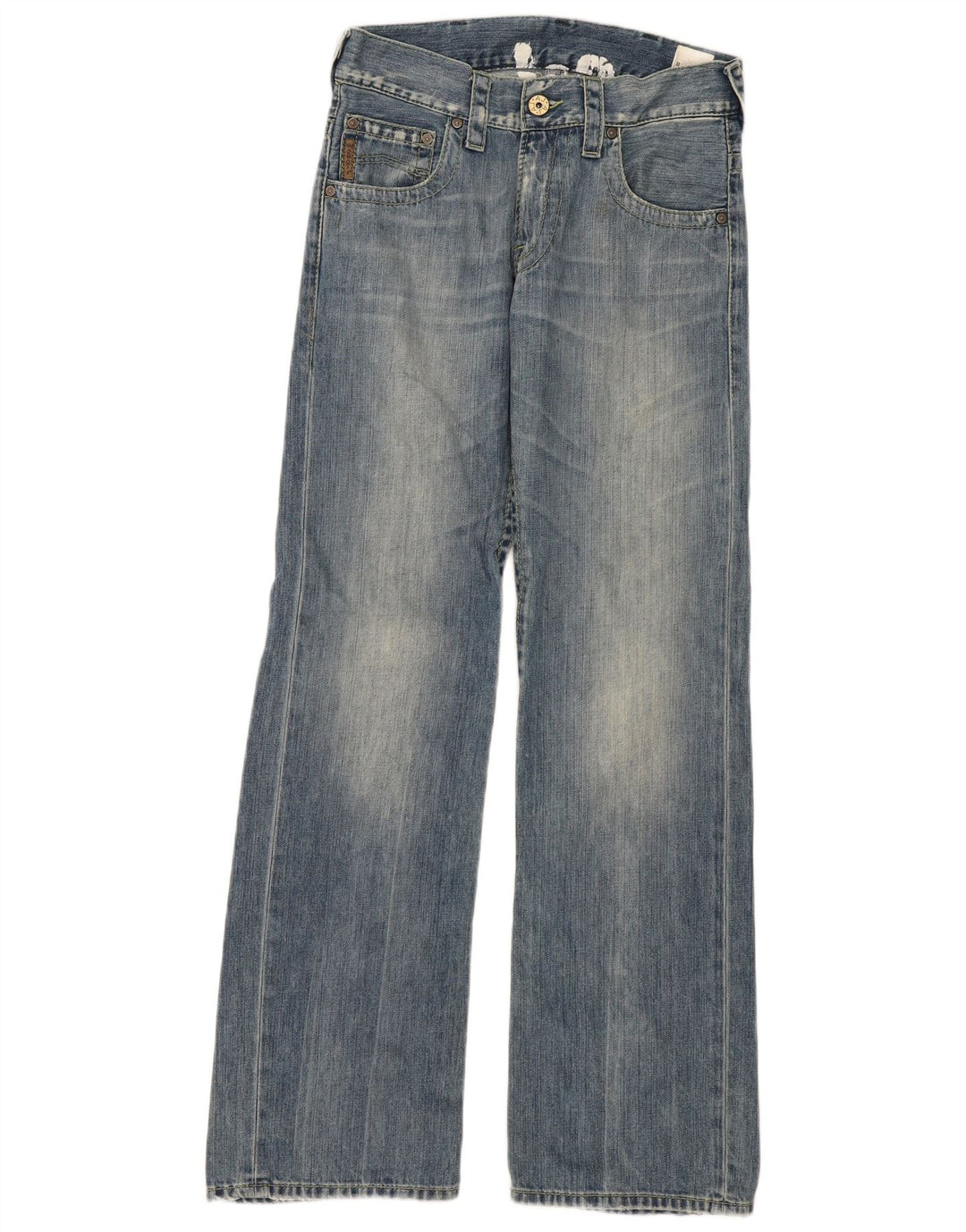Armani feminino jeans de perna larga W29 L32 algodão azul
