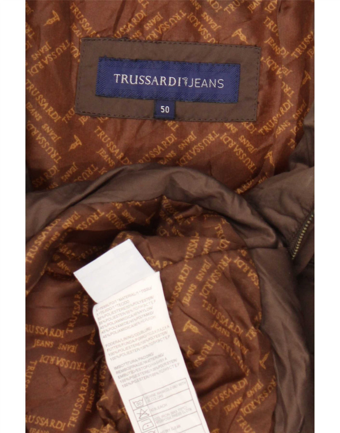 Jaqueta acolchoada feminina Trussardi Jeans IT 50 XL marrom poliéster