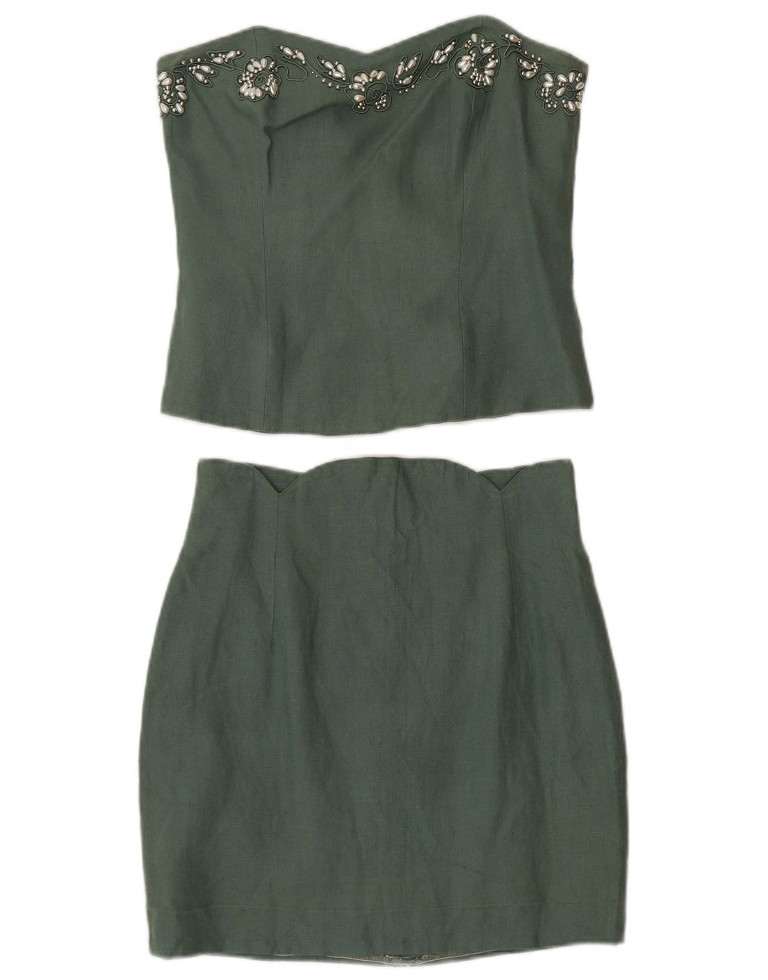 Angelo Santagostino Conjunto de saia feminina de 2 peças IT 44 Médio W26 Verde Designe