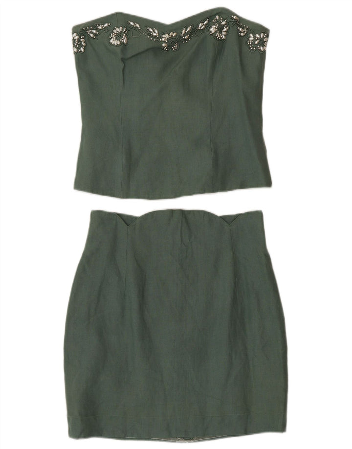 Angelo Santagostino Conjunto de saia feminina de 2 peças IT 44 Médio W26 Verde Designe