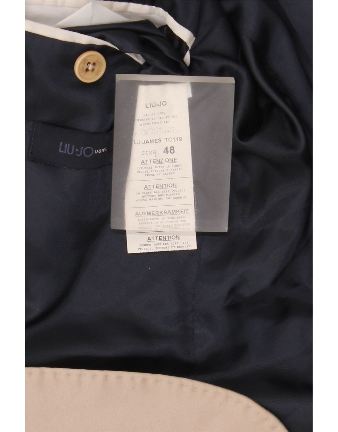 Jaqueta blazer masculina Liu Jo com 2 botões IT 48 algodão bege médio