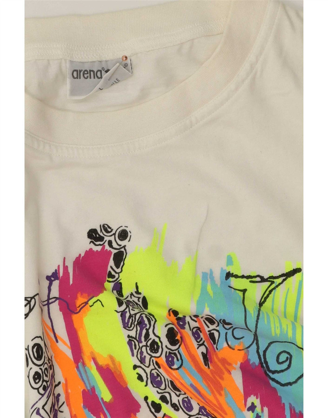 Arena Mens Graphic T-Shirt Top Grande Algodão Branco