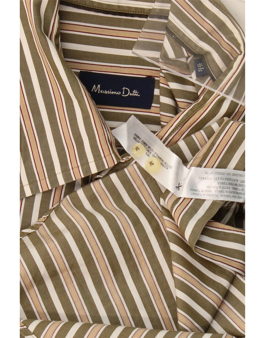 Camisa masculina Grant Fit MASSIMO DUTTI XL algodão listrado verde