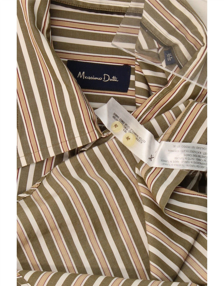 Camisa masculina Grant Fit MASSIMO DUTTI XL algodão listrado verde