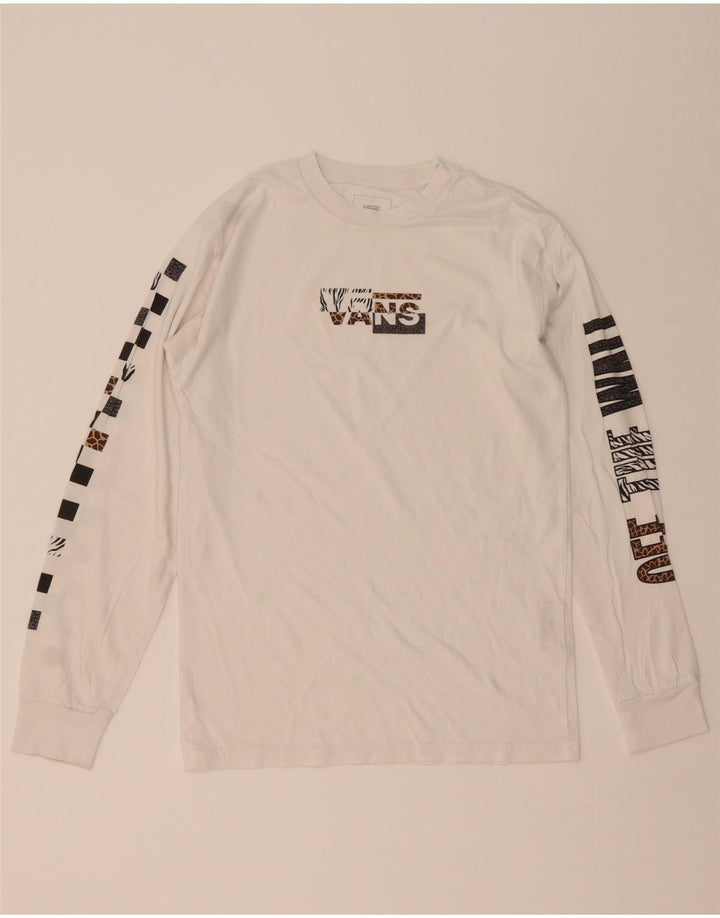 VANS Masculino Classic Fit Graphic Top Manga Longa Pequeno Algodão Branco