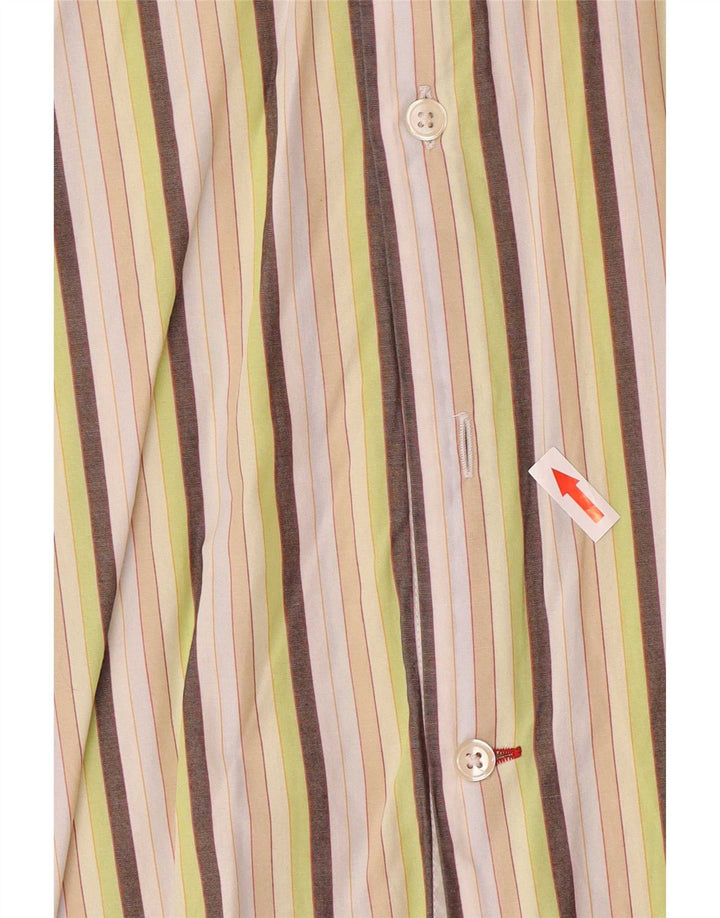 Guess Camisa masculina grande de algodão listrado multicolorido