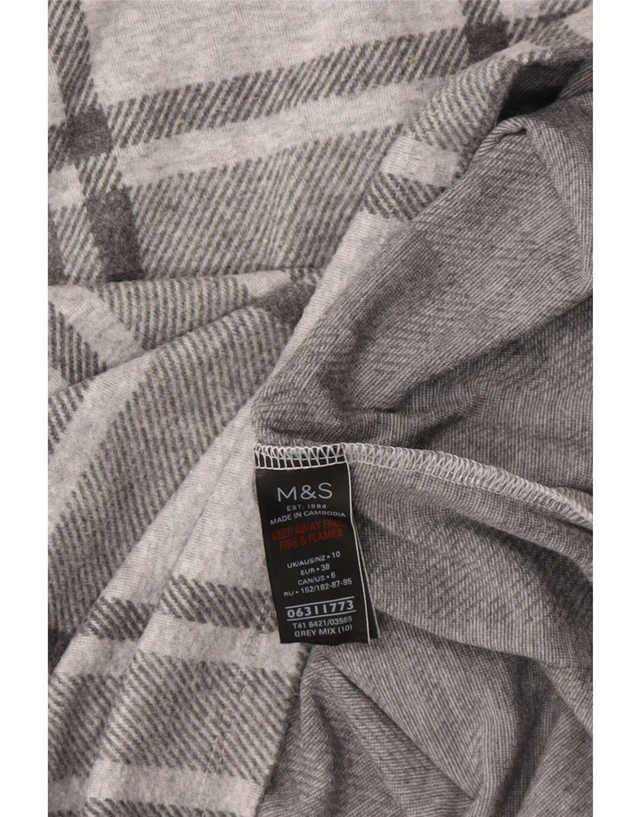 Marks & Spencer Top feminino oversized manga comprida Reino Unido 10 xadrez cinza pequeno