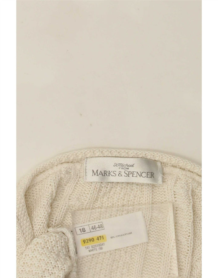 Suéter cardigã feminino oversized Marks & Spencer UK 18 XL branco