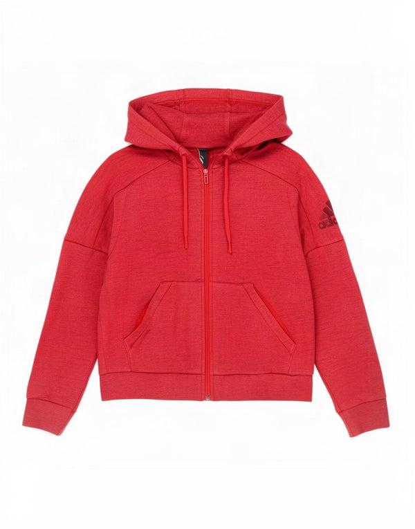 Adidas Womens Crop Oversized Zip Hoodie Sweater Reino Unido 8/10 Pequeno Algodão Vermelho