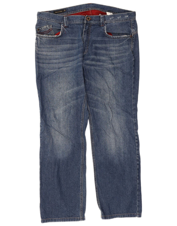 Jeans retos masculinos Massimo Dutti EU 48 XL W38 L29 azul algodão